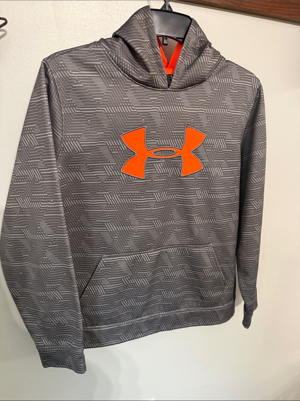 Under Armour Gray Geometric Hoodie with Orange Logo